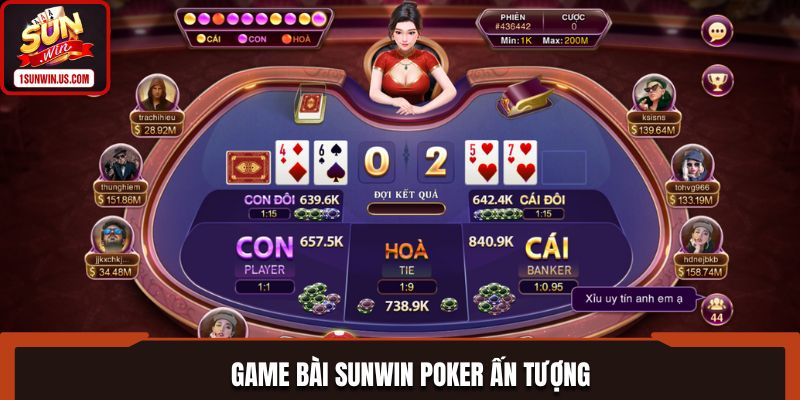 Game bài SUNWIN Poker thu hút nhiều bet thủ Việt